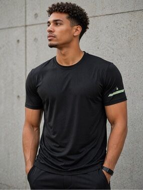 Spyder Black Short-Sleeve Active Tee with Lime Accent